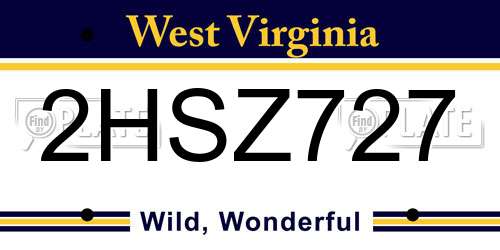 2HSZ727 West Virginia License Plate
