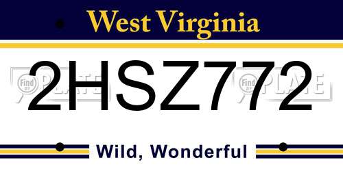 2HSZ772 West Virginia License Plate