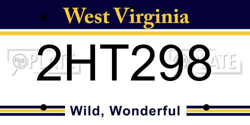 2HT298 West Virginia License Plate