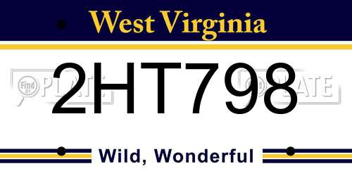 2HT798 West Virginia License Plate