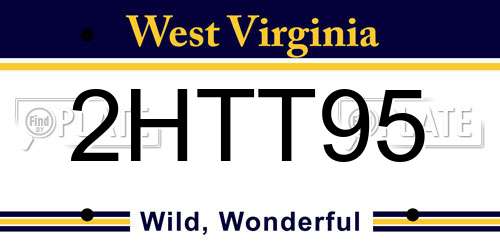 2HTT95 West Virginia License Plate