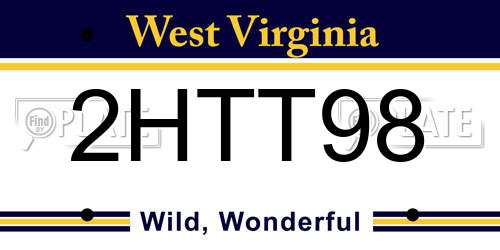 2HTT98 West Virginia License Plate