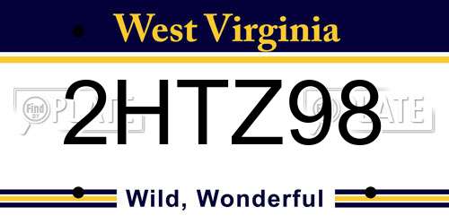 2HTZ98 West Virginia License Plate
