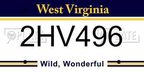 2HV496 West Virginia License Plate