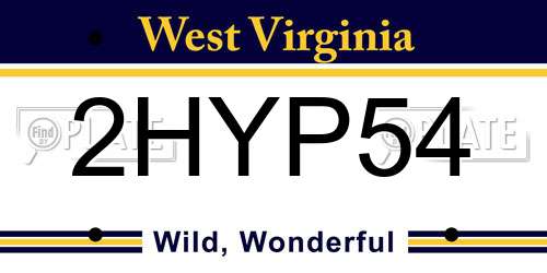 2HYP54 West Virginia License Plate