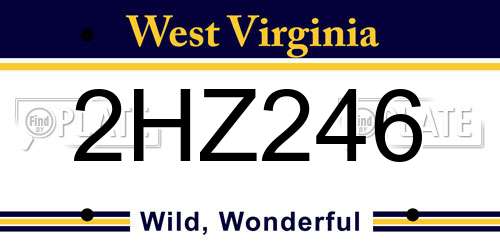 2HZ246 West Virginia License Plate