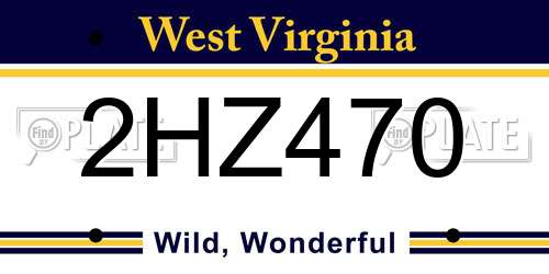 2HZ470 West Virginia License Plate