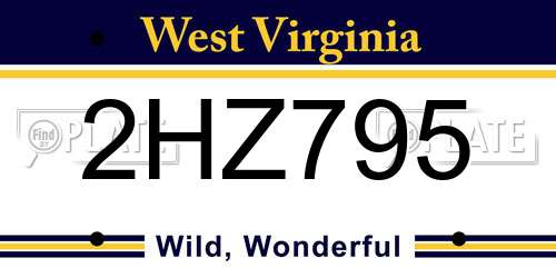 2HZ795 West Virginia License Plate