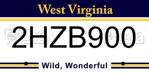2HZB900 West Virginia License Plate