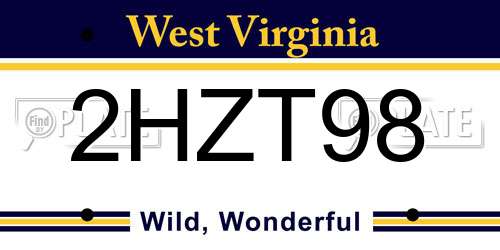 2HZT98 West Virginia License Plate