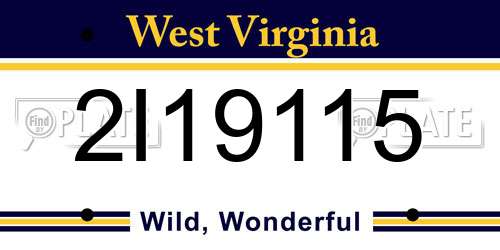 2I19115 West Virginia License Plate