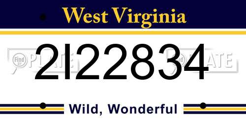 2I22834 West Virginia License Plate