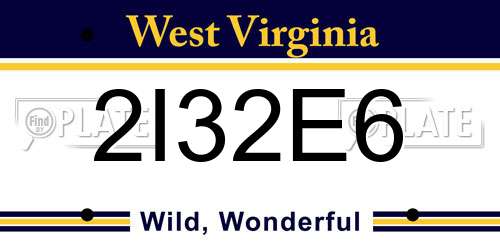 2I32E6 West Virginia License Plate