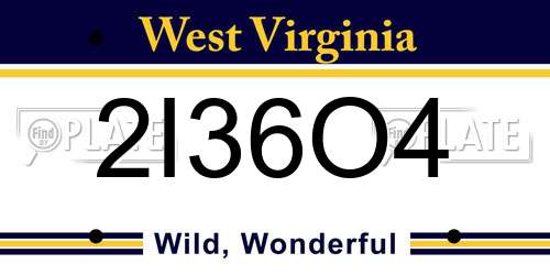 2I36O4 West Virginia License Plate
