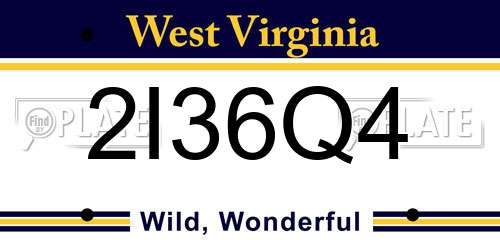 2I36Q4 West Virginia License Plate