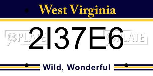 2I37E6 West Virginia License Plate