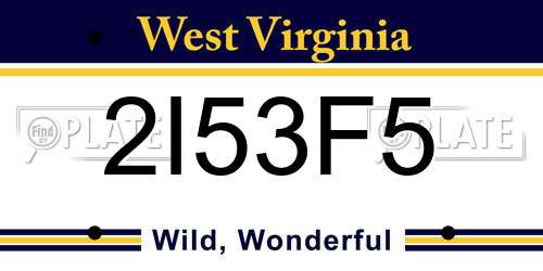 2I53F5 West Virginia License Plate