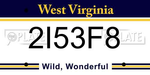 2I53F8 West Virginia License Plate