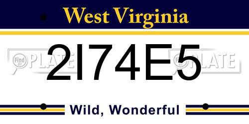 2I74E5 West Virginia License Plate
