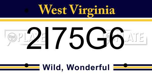 2I75G6 West Virginia License Plate