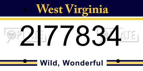 2I77834 West Virginia License Plate