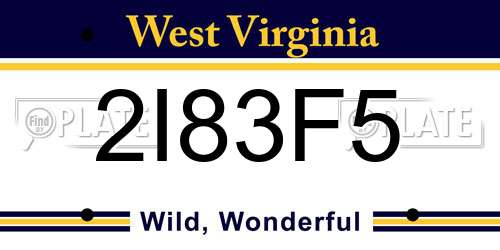 2I83F5 West Virginia License Plate