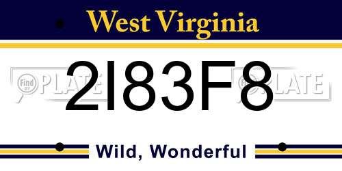 2I83F8 West Virginia License Plate