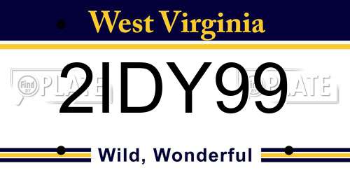 2IDY99 West Virginia License Plate