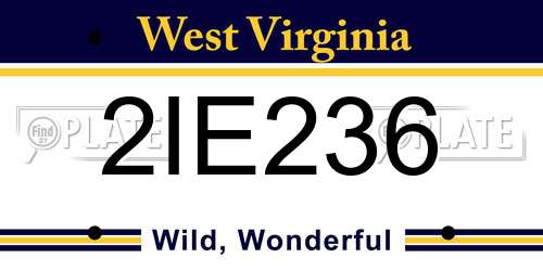 2IE236 West Virginia License Plate