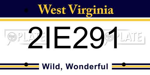 2IE291 West Virginia License Plate