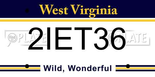 2IET36 West Virginia License Plate
