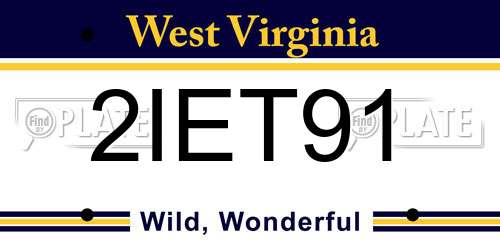 2IET91 West Virginia License Plate