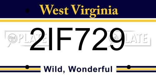 2IF729 West Virginia License Plate