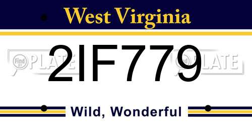 2IF779 West Virginia License Plate