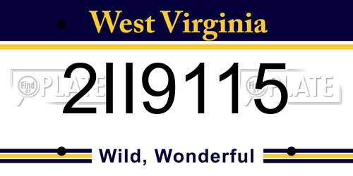 2II9115 West Virginia License Plate