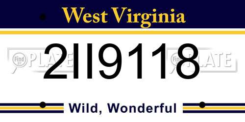 2II9118 West Virginia License Plate