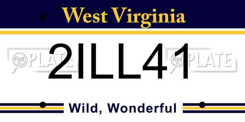 2ILL41 West Virginia License Plate
