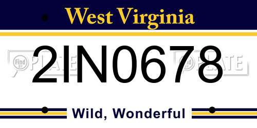 2IN0678 West Virginia License Plate