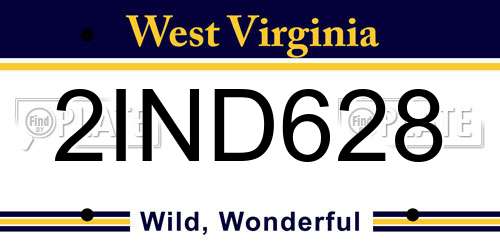 2IND628 West Virginia License Plate