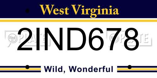 2IND678 West Virginia License Plate