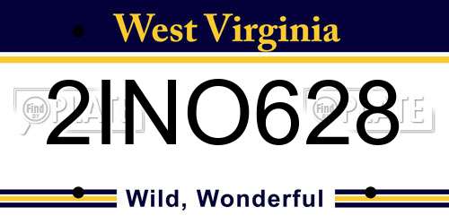 2INO628 West Virginia License Plate
