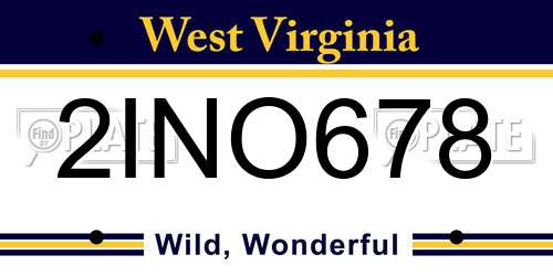 2INO678 West Virginia License Plate