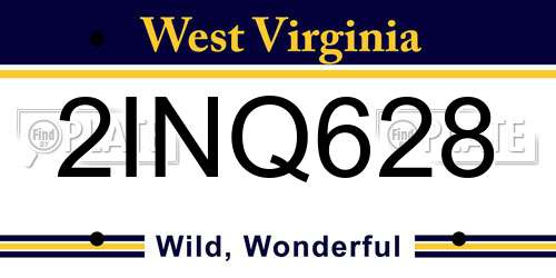 2INQ628 West Virginia License Plate