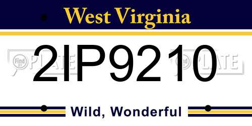 2IP9210 West Virginia License Plate