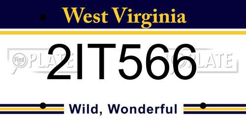 2IT566 West Virginia License Plate