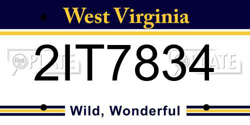 2IT7834 West Virginia License Plate