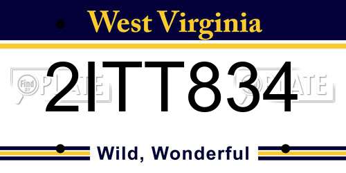 2ITT834 West Virginia License Plate