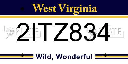 2ITZ834 West Virginia License Plate