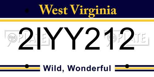 2IYY212 West Virginia License Plate