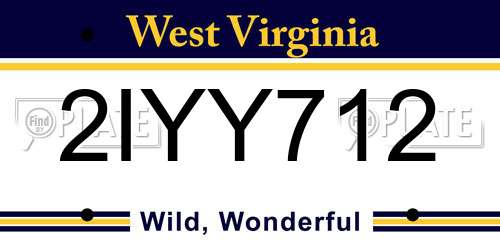 2IYY712 West Virginia License Plate